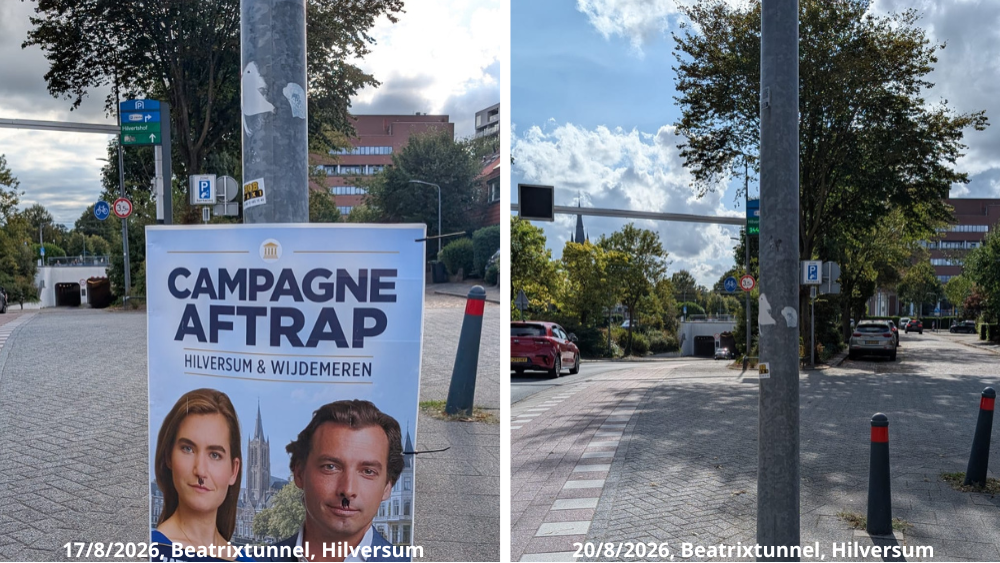 De gemeente verwijdert de illegaal geplaatste posters