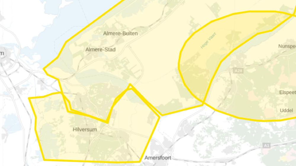 Gebied waar NL-Alert is verspreid