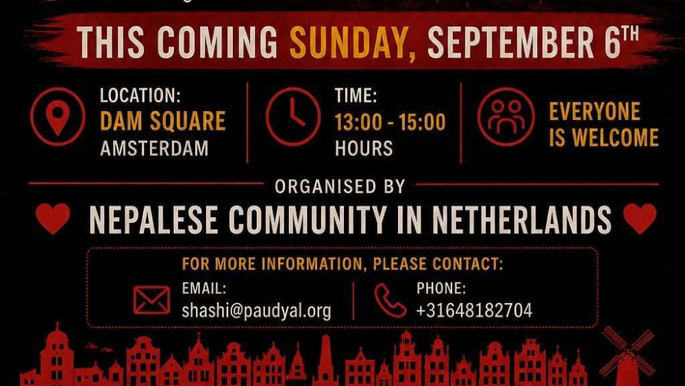 Gedeelte van de herdenkingsbijeenkomst zondag op de dam in Amsterdam