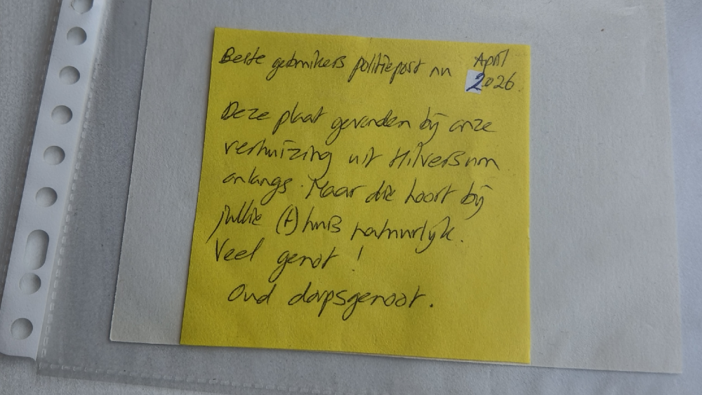 Het briefje wat door de brievenbus kwam